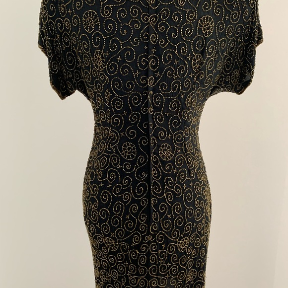 Vintage 80s/90s Beaded Cocktail Short Sleeved Dress. Size M. - Picture 3 of 16